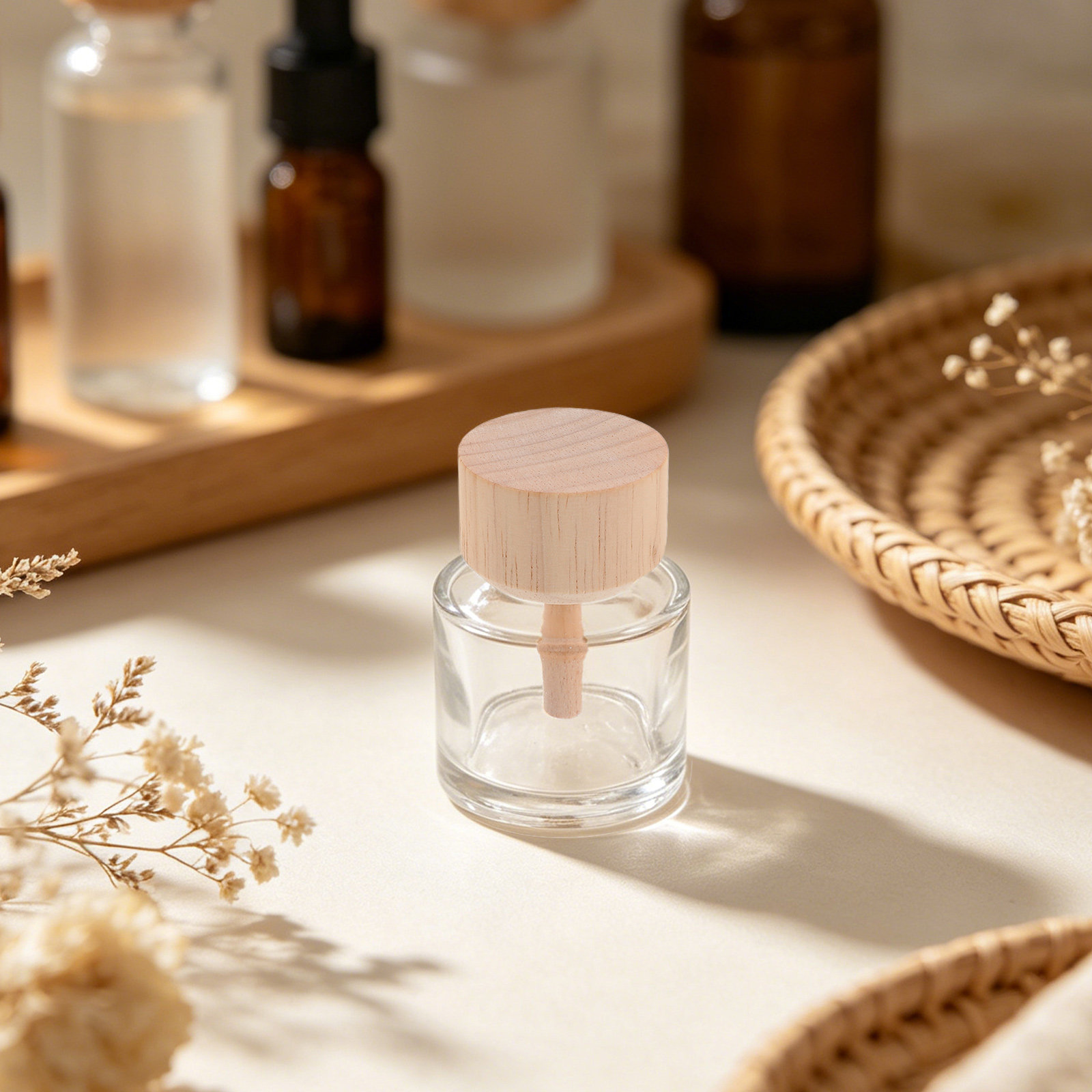 Home Fragrance Essential Oils - 2Pcs Clear Glass Reed Diffuser Bottles