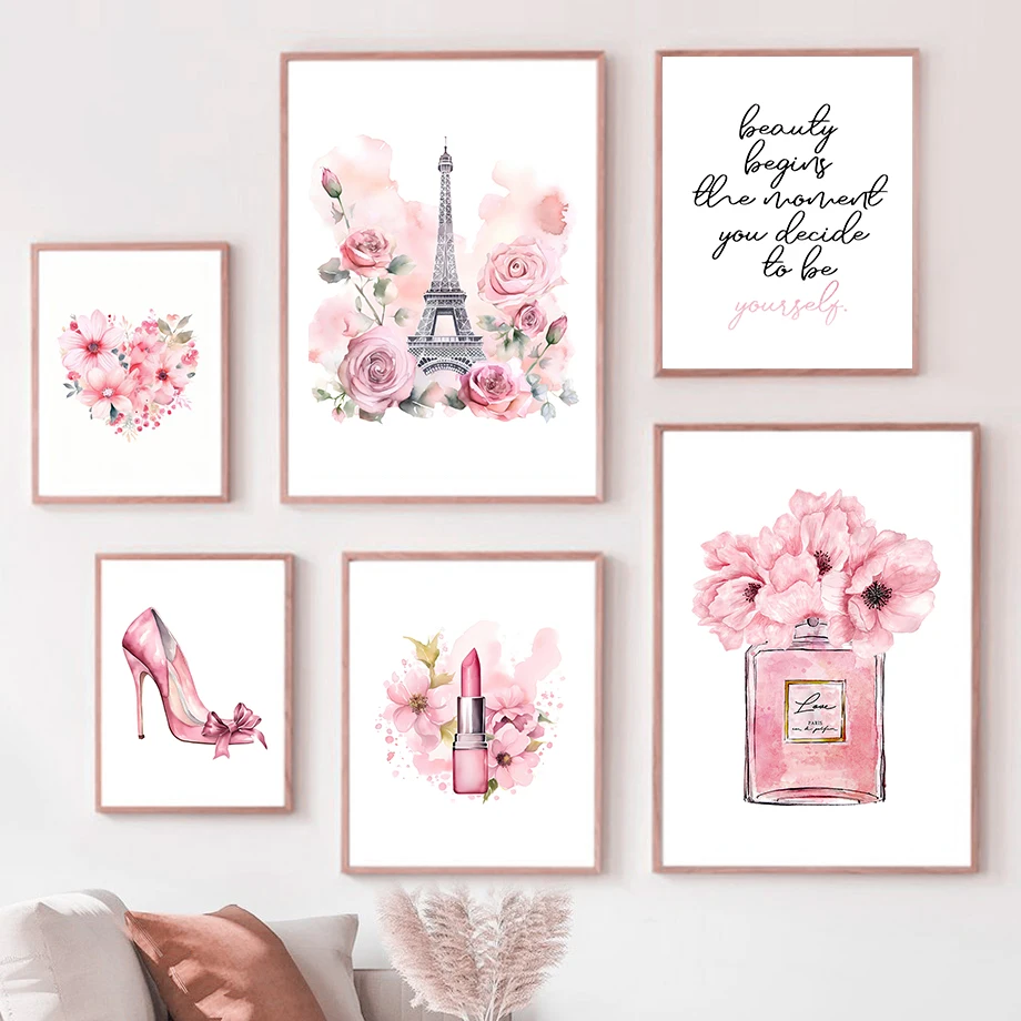 Paris Fashion Art Poster Pink  - Home Fragrance Bottle review and price